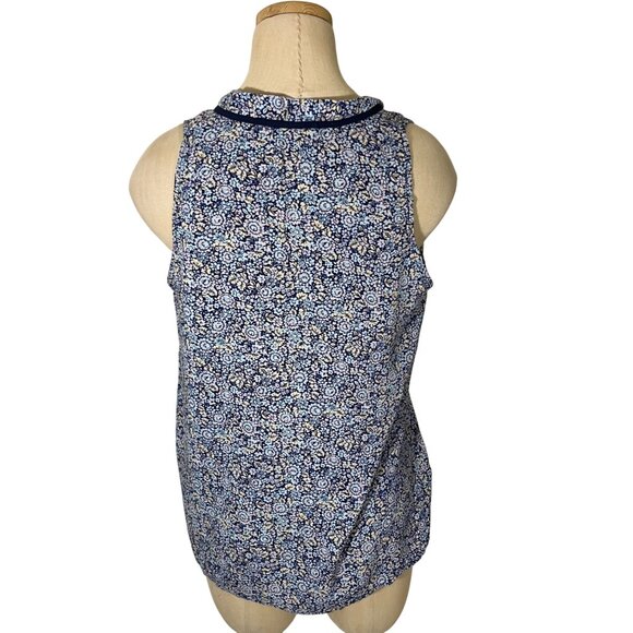 Antibes Blanc women's blouse women's M blue floral print sleeveless - Picture 7 of 9